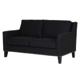 Langan Black Fabric Studded 2 Seater Sofa